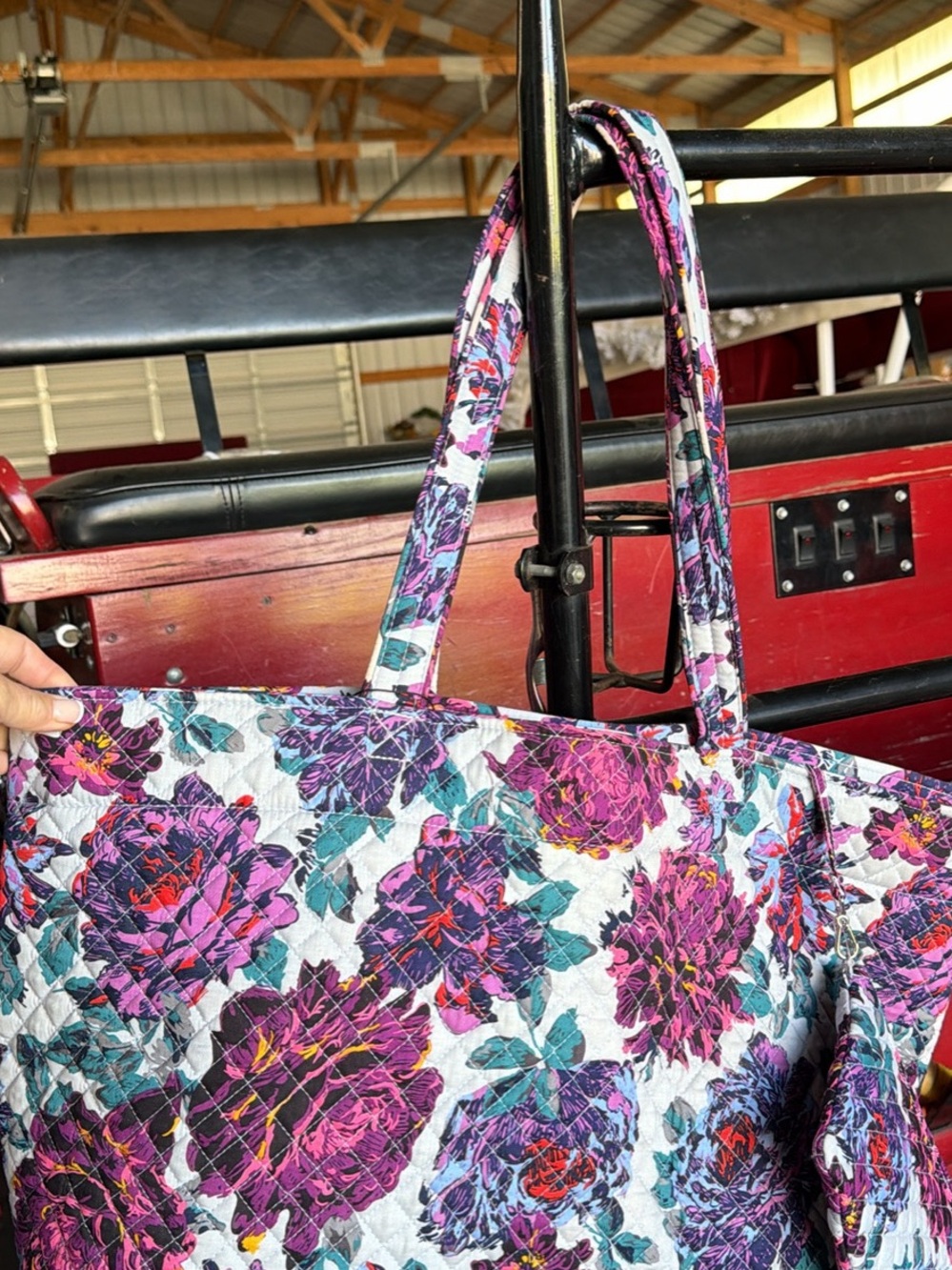 Vera Bradley Quilted Floral Tote in Purple and Pink Accents